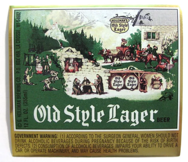 G Heileman Brewing Co. OLD STYLE LAGER foil beer label WI 12oz