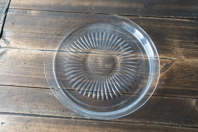 Ancien Plateau De Service Verre Et Rouge - Dessus En Verre
