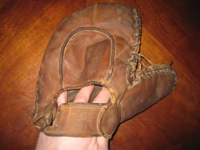 Vintage Antique Brown Leather Baseball Glove Mitt Wilson US 8-45