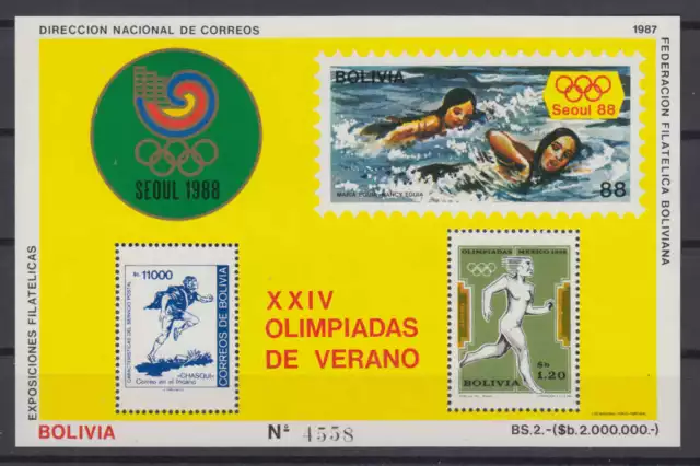Bolivien Block 166 postfrisch/** Olympische Sommerspiele 1988, Schwimmen