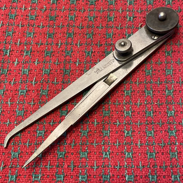 VINTAGE STARRETT HERMAPHRODITE CALIPER Fine Adjustment Locking 🇺🇸 Nice