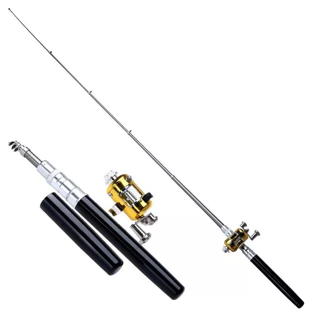 1M / 1.4M Pocket Collapsible Fishing Rod Reel Combo Mini Pen Fishing Pole  U0D1
