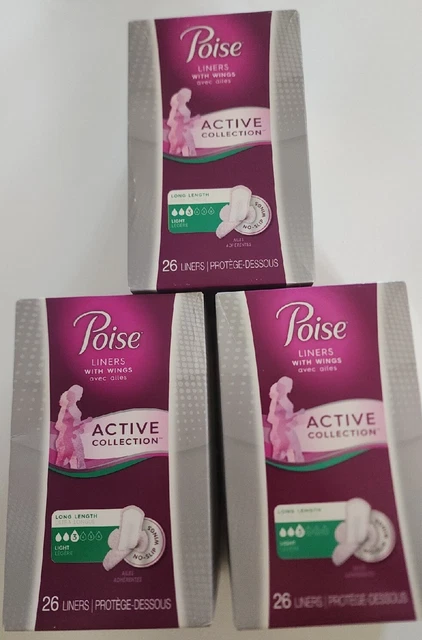 Revestimientos Poise Active Collection con alas descontinuadas 26 revestimientos por caja, lote de 3