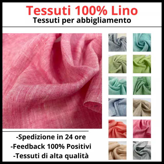 Tessuto 100% Puro Lino Per Tende Abbigliamento Scampoli Al Metro Vari Colori