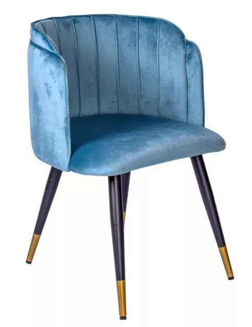 Armlehnstuhl Samt Aquamarin Esszimmerstuhl Polsterstuhl Retro Sessel Küchenstuhl