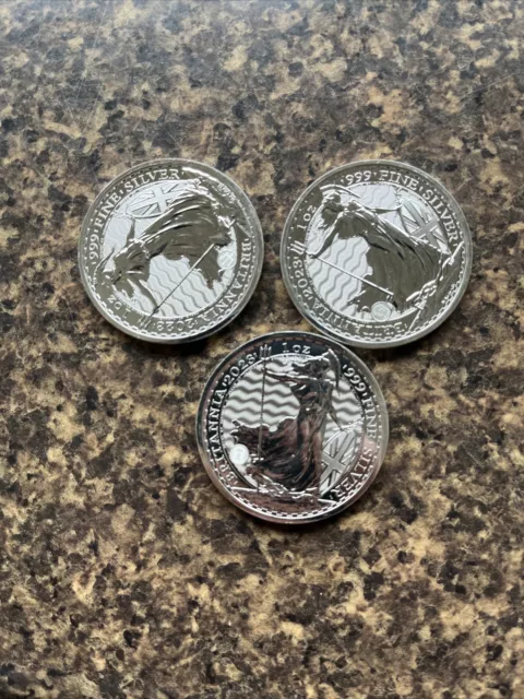 3x Silver Britannia Coins 2023