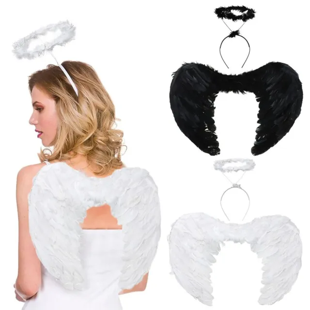 Black White Red Pink Angel Wings & Halo Feather Halloween Costume  Halloween