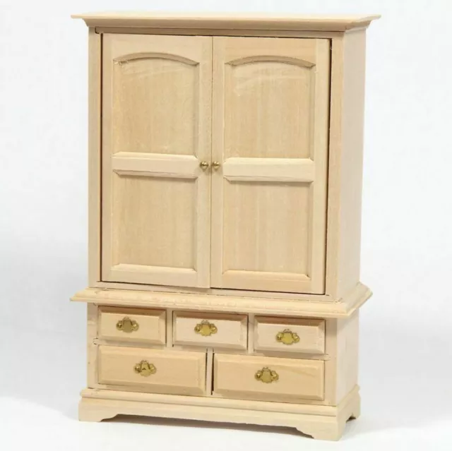 Natural Finish Wood Storage Cupboard Tumdee 1:12 Scale Dolls House Miniature 112