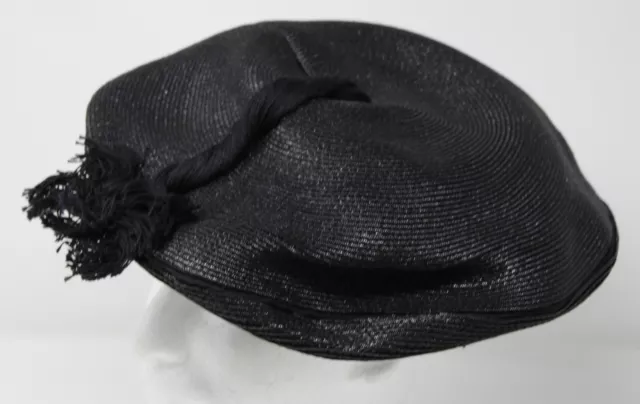 Vintage 50s Womens Black Beret Hat Cap 54cm Designed by Sylvia New York St Louis