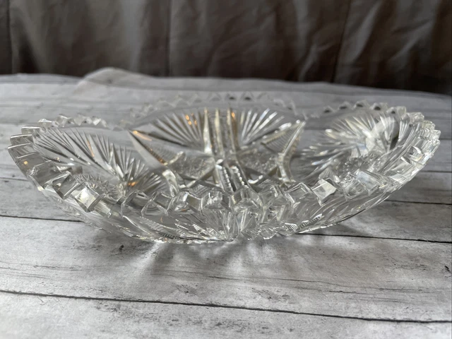 Vintage Cut Glass Crystal Small bowl Candy Nut Dish Bohemian Star of David