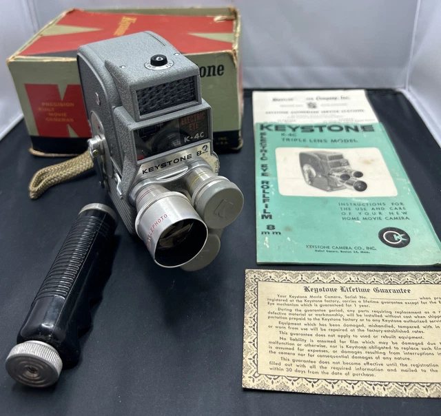 VINTAGE 1950’S KEYSTONE 8mm K-4C Triple Lens Electric Eye Movie Camera ...