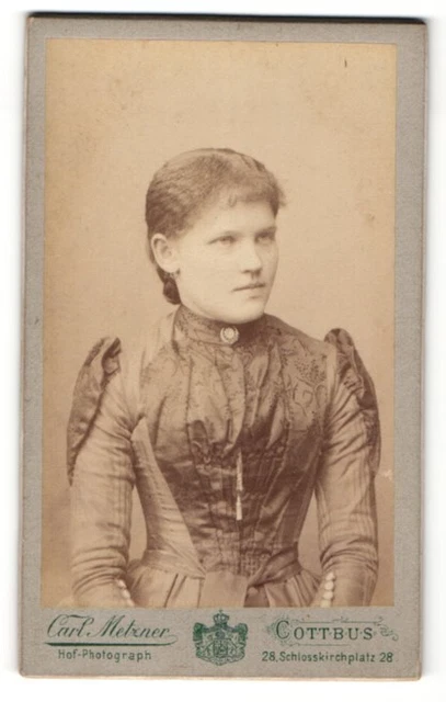Fotografie Carl Metzner, Cottbus, Portrait junge Dame trägt Korsett & modiches