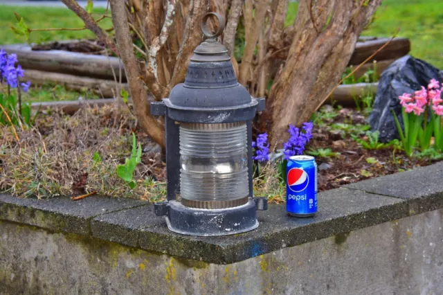 Antique Kilborn Sauer Co. Nautical Ship Lamp Light Oil Insert Ribbed Clear Lens