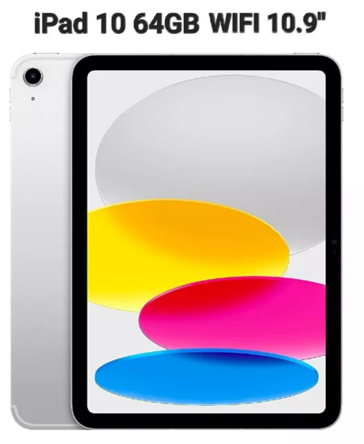 Apple iPad 10 (2022) - 64GB - 10.9" - WiFi - Silver ⚪ Renewed Garantito
