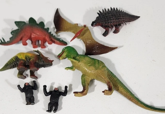 VINTAGE DINOSAUR FIGURES Lot Larami 80s Pterodactyl Gorillas