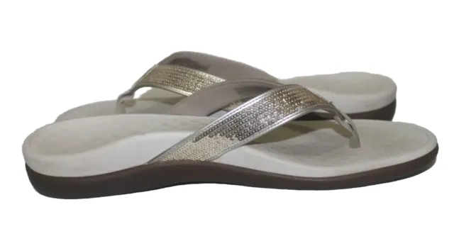 Vionic Orthaheel Tide Gold Sequins Size 10 Women's Sandals Flip Flops Thong
