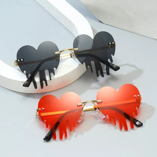 Fashion Love Heart Rimless Sunglasses Women 2022 Tears Shape Steampunk Sunglasse