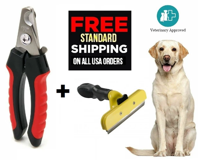 PoundWishes Pet Grooming Brush Deshedding + Tool  Nail Clippers Dogs & Cats -NEW