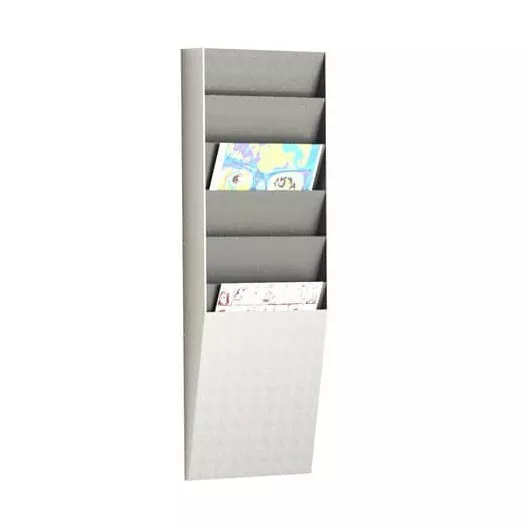 Portadocumenti e riviste a muro Paperflow 6 scomparti A4 23,6x8,3x71,2 cm grigio