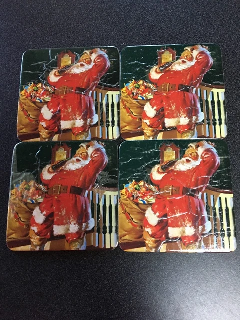 Vintage Coca-Cola Coasters -- 1999 -- Santa Claus -- Set Of 4 C20
