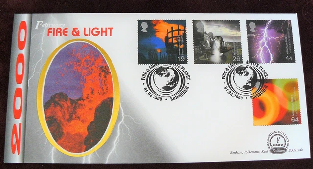 GB 2000 BENHAM BLCS174b   FDC - FIRE & LIGHT Active Planet - Shs EDINBURGH
