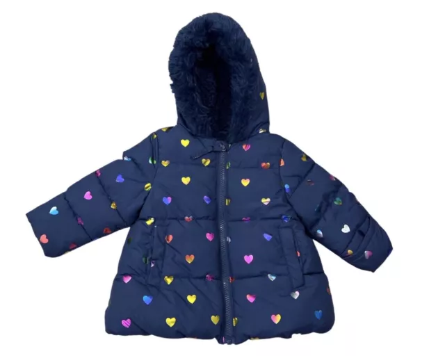 Cappotto con stampa cuore metallizzato blu marino MARKS & SPENCER taglia 6-9 mesi
