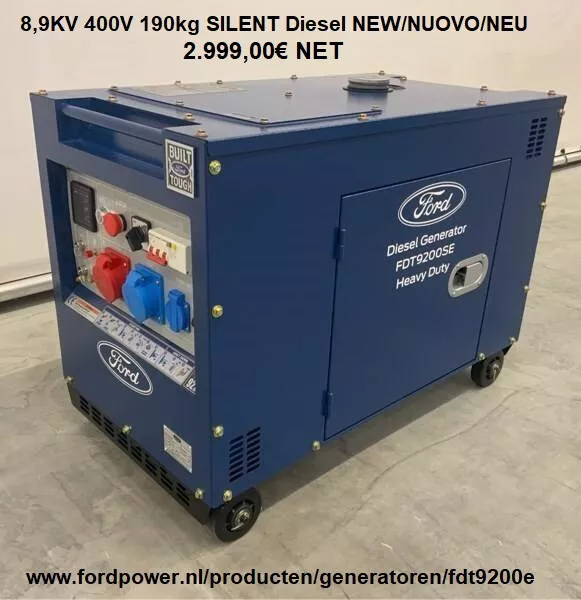 generatore di corrente SILENT gruppo elettrico 8KVA DIESEL 400V della FORD