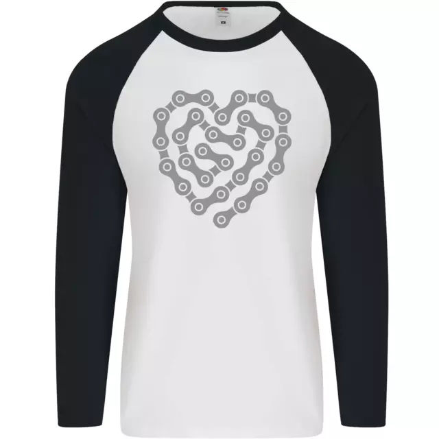 Vélo Coeur Chaîne Cyclisme Moto Motard Mens L/S Baseball T-Shirt