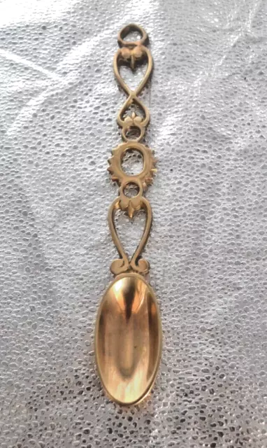 Antique Solid Brass Welsh Love Spoon 24cm Long Excellent Condition Lovespoon