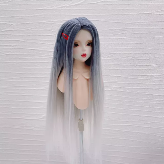 Gradient Color Dolls Long Straight Hair Wigs for 1/3 1/4 1/6 BJD Doll DIY Hair