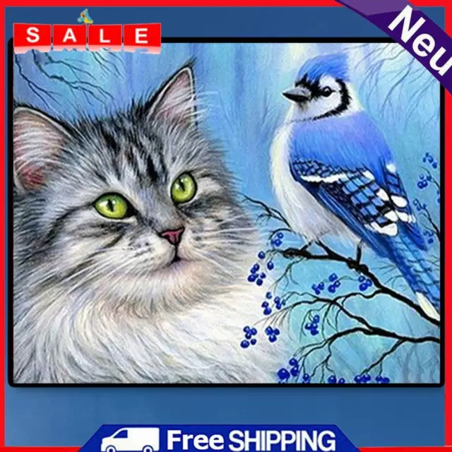 Paint By Numbers Kit DIY Bird Cat Oil Art Picture Craft Decor 50x40cm