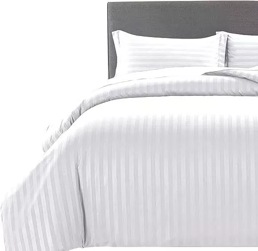 100% Luxury Hotel Quality Egyptian Cotton Satin Stripe Duvet Cover Set 300 Tc