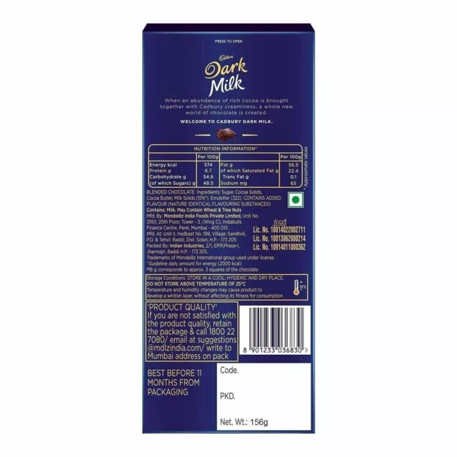 Barre de chocolat au lait noir Cadbury, 156 g - Paquet de 2 - LIVRAISON GRATUITE 2