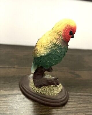 Vintage Budgie Parakeet Bird On Branch Figurine Collectible 6” Tropical Bird