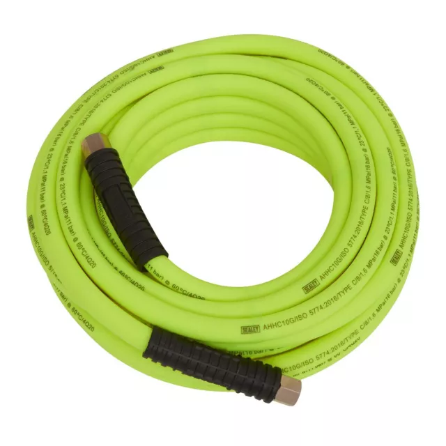 Sealey AHHC10G Air Tuyau 10m X Ø8mm Hybrid Haute Visibilité Avec 0.6cmBSP