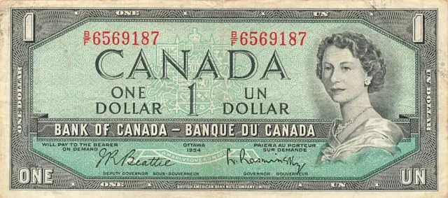 Kanada  -  1 Dollar  -  1954  -  Serie B/F  -  P-74b  -  Fine