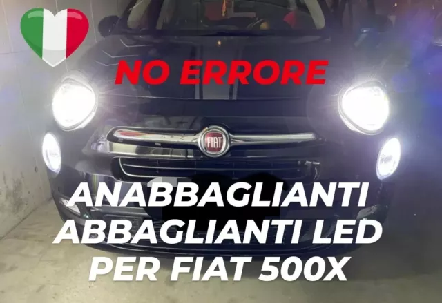 Kit Luci Led Per Fiat 500X H4 6000K 18000 Lumen 100% No Errore Canbus 80W