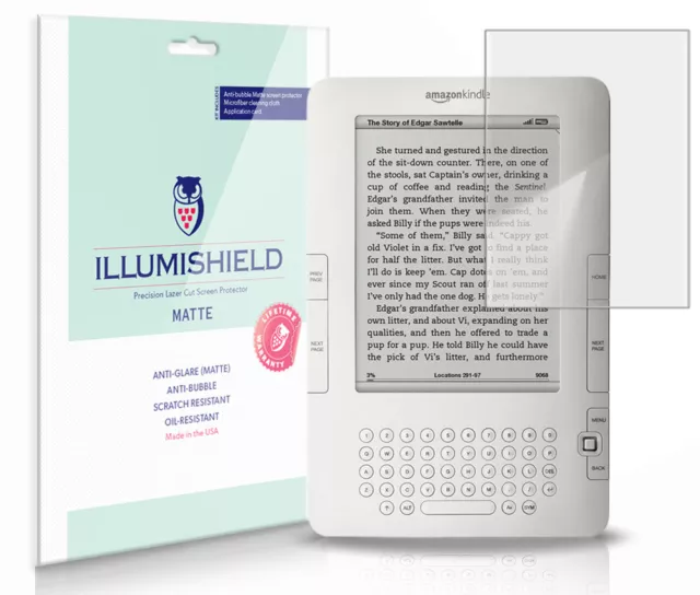 iLLumiShield Anti-Glare Screen Protector 3x for Amazon Kindle 2 6" e-Reader