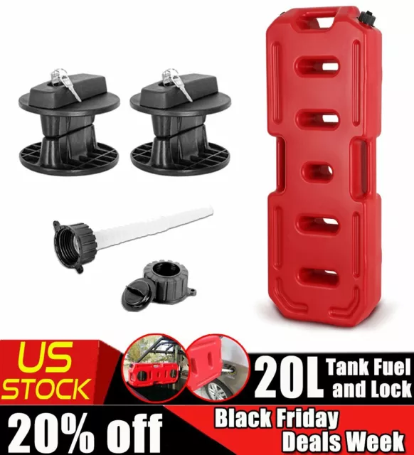 20L 5GALLON FUEL Pack Gas Can Tank Emergency Container Lock for Jeep