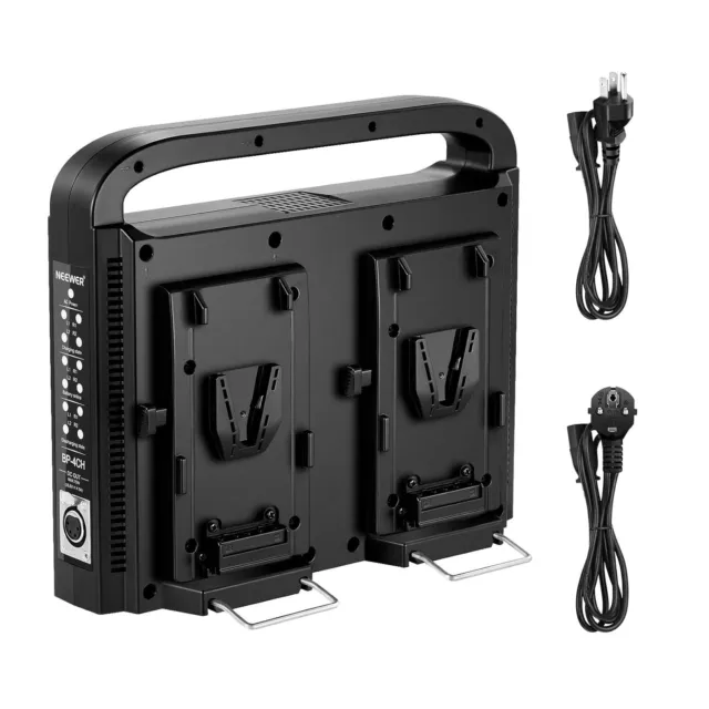 NEEWER BP-4CH 4-Channel V-Mount V-Lock Battery Charger with 16.5V DC XLR Power