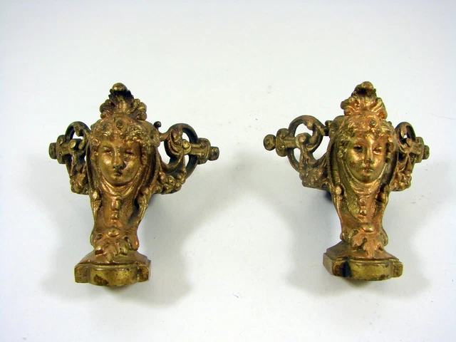 Paire d'Anciens Pieds de Pendule Bronze Sculpté Louis XV Putti