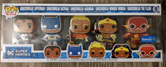 Funko Pop! DC Superheroes Gingerbread 5 Pack Walmart Exclusive Batman Superman