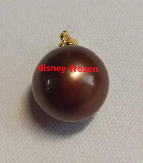 Huge AAA+ 16mm natural south sea Brown Round shell pearl pendants 14k gold
