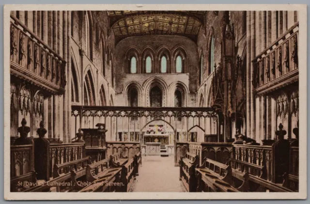 St David's Cathedral Choir and Screen Pembrokeshire Wales Postcard Unposted