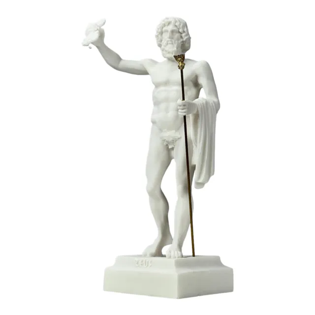 Zeus Jupiter King of Gods & Sky with Thunderbolt Greek Roman Statue Sculpture