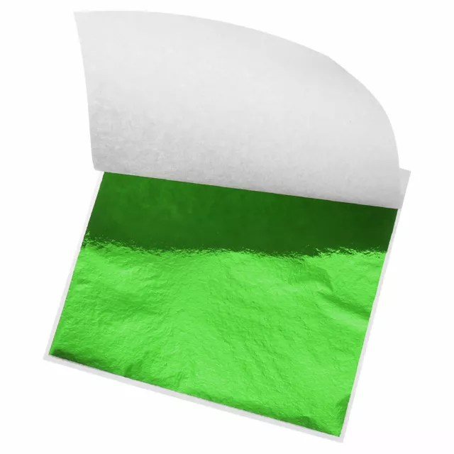 Foil Sheet, Green Leaf Papers, 3.3 x 3.1inch for Art Decoration,100pcs