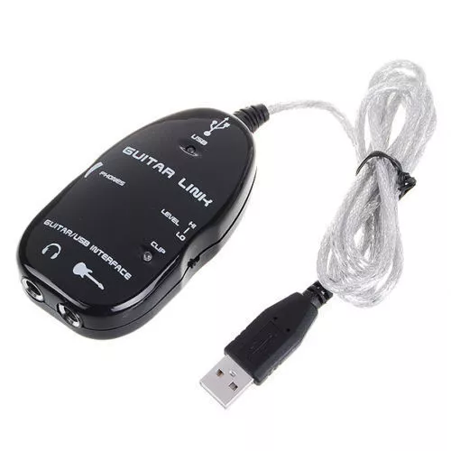 1/4 inch Jack Guitar to USB Interface Link Audio Cable Adapter for PC Mac Record