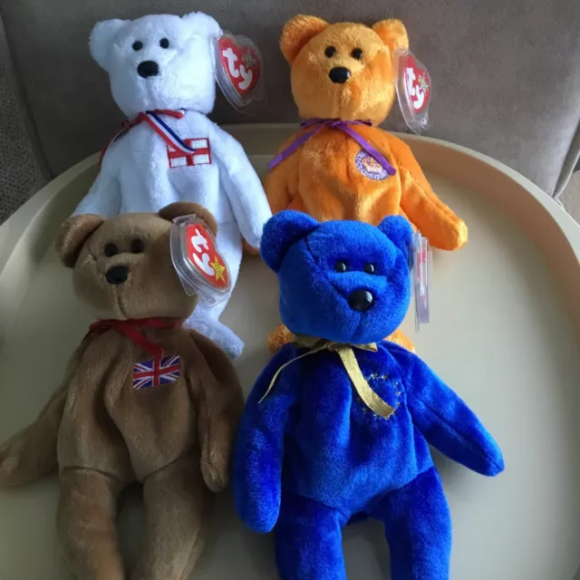 Ty Beanie Babies Celebration, Britannia, Unity und England. Beanies im Ruhestand. Neu mit Etikett