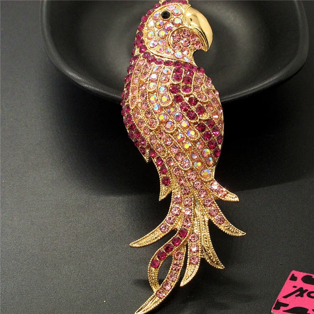 Gifts Betsey Johnson Blue Bling Crystal Parrot Rhinestone Pendant Chain Necklace