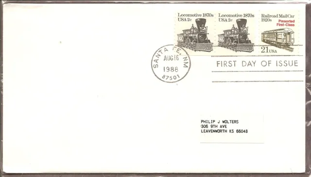 US SC #2265 Transportation issue/ Railway Mail Car FDC. Ready For Cachet